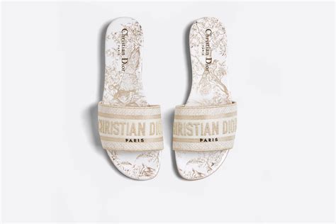 dior dway slides white and gold.